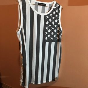 Black and white flag muscle Tee